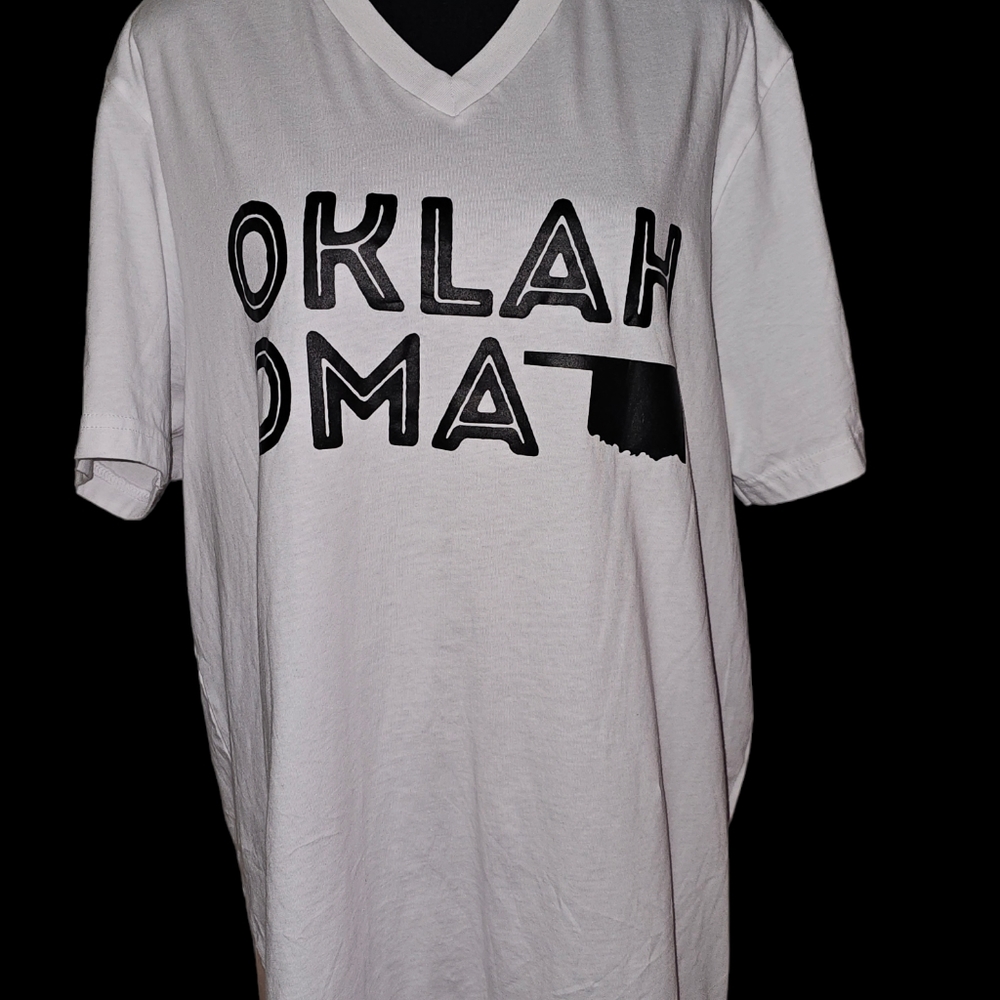 Bella Canvas - Vneck - White - XL - NWOT - Oklahoma